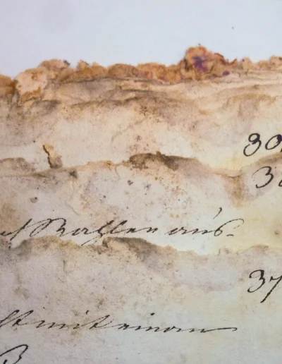 Hegel-Manuskript Schäden mit Papierverlust an der Oberkante der Seiten